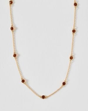 Oliver Bonas Maddie Stone Gold Tone Chain Necklace - Natural