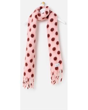 Oliver Bonas & Burgundy Polka Dot Heavyweight Scarf - White