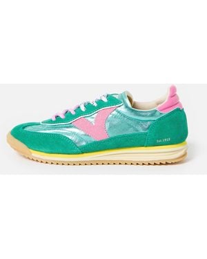 Victoria Saturno Jade Metallic Suede Trainers, Size 3 - Green