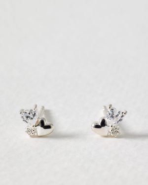Oliver Bonas Estelle Heart Cluster Stud Earrings - Metallic