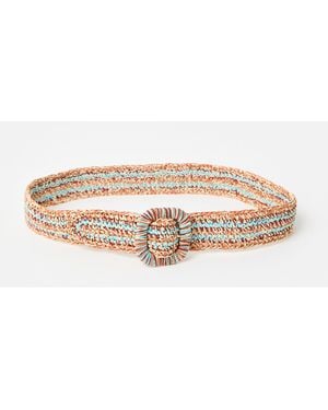 Oliver Bonas Brown & Blue Raffia Jeans Belt - Natural