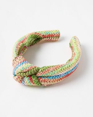 Oliver Bonas Nevine Rainbow Crochet Knot Headband - White