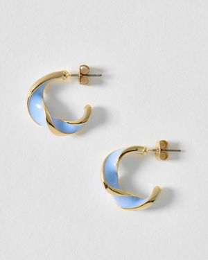 Oliver Bonas Nala Enamel Twist Hoop Earrings - Metallic