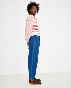 Oliver Bonas Denim Tie Waist Barrel Leg Jeans, Size 10 - Blue