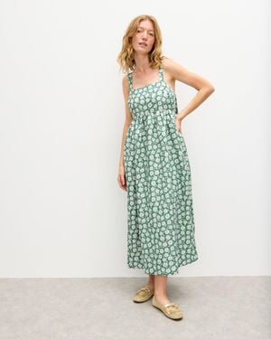 Oliver Bonas & White Daisy Jacquard Strappy Midi Dress, Size 6 - Green