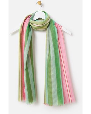 Oliver Bonas Green & Pink Striped Lightweight Scarf