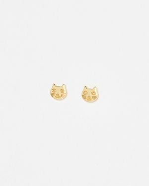 Oliver Bonas Django Cat Stud Earrings - White