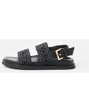 Oliver Bonas Open Weave Leather Sandals, Size Uk 3 - Black