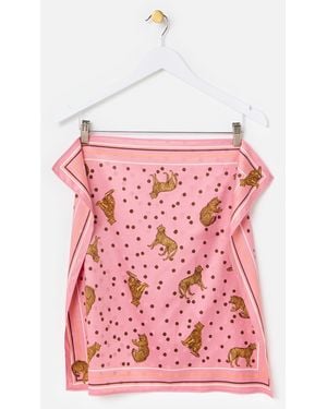 Oliver Bonas Polka Dot Big Cats Satin Square Scarf - Pink