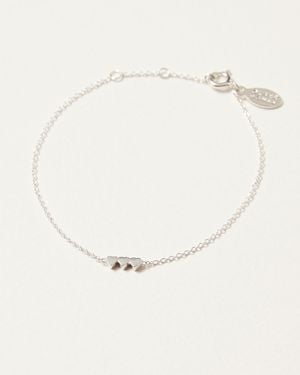 Oliver Bonas Tiny Triple Heart Silver Bracelet - Natural