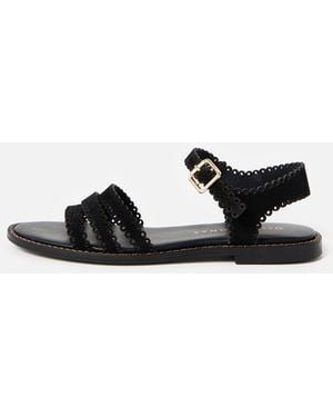 Oliver Bonas Flat Leather Sandals, Size 3 - Black