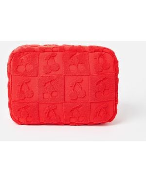 Oliver Bonas Cherry Towel Fold Out Makeup Bag - Red