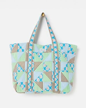 Oliver Bonas Emily Green & Patchwork Corduroy Tote Bag - Blue
