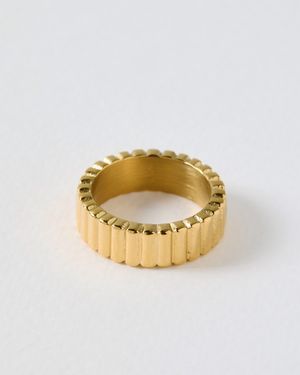 Oliver Bonas Leoni Tone Stainless Steel Curved Edge Ring - Metallic