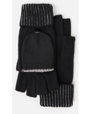 Oliver Bonas Black Rainbow Sparkle Fingerless Gloves