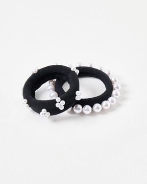 Oliver Bonas Kiya Faux Pearl Hair Bands Set Of Two - Black