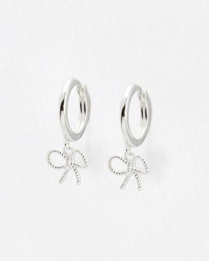 Oliver Bonas Alina Sterling Twisted Bow Earrings - Metallic