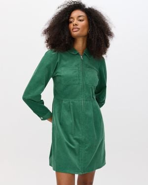 Oliver Bonas Corduroy Zip Up Mini Shirt Dress, Size 6 - Green