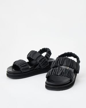 Oliver Bonas Chunky Ruched Leather Sandals, Size Uk 5 - Black