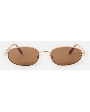 Oliver Bonas Tone Metal Oval Sunglasses - Natural