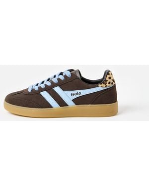 Gola X Ob Exclusive Viper Chocolate & Leopard Print Trainers, Size Uk 3 - Blue