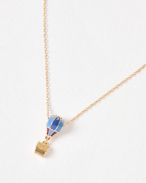 Oliver Bonas Karlie Hot Air Balloon Pendant Chain Necklace - Blue