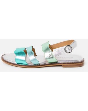 Oliver Bonas & Blue Metallic Wavy Strap Leather Sandals, Size Uk 3