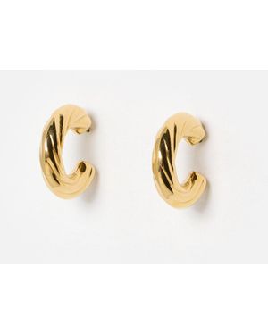 Oliver Bonas Emily Tone Stainless Steel Waterproof Twisted Hoop Earrings - White
