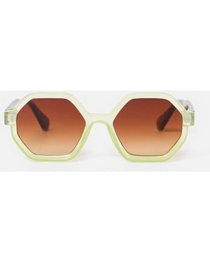 Oliver Bonas Light Crystal Hexagonal Sunglasses - Green