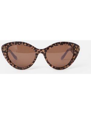Oliver Bonas Leopard Print Cat Eye Acetate Sunglasses - Brown