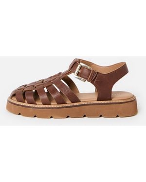 Oliver Bonas Leather Weave Fisherman Sandals, Size 5 - Brown