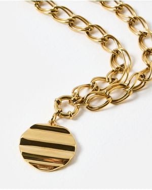 Oliver Bonas Zora Tone Stainless Steel Waterproof Disc Pendant Necklace - Metallic