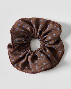 Oliver Bonas Jessa Polka Dot Scrunchie - Brown