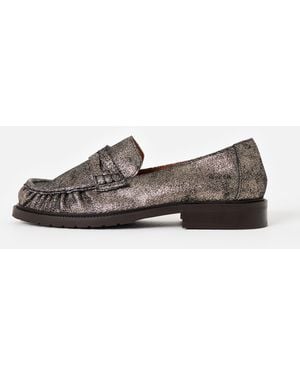 Esska Katherine Gunmetal Metallic Loafers, Size 3 - Brown