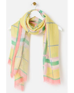 Oliver Bonas Checked Linen Blend Lightweight Scarf - Yellow