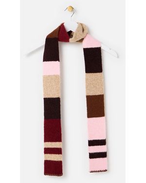 Oliver Bonas Burgundy & Colour Block Knitted Skinny Scarf - Red