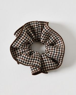 Oliver Bonas Reign Check Layered Scrunchie - Metallic