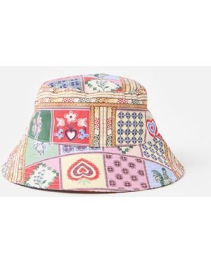 Oliver Bonas Summer Tile Print Bucket Hat - Red