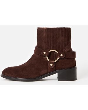 Oliver Bonas Chocolate Side Ring Detail Suede Boots, Size 3 - Brown