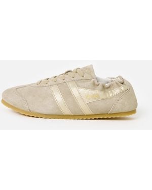 Gola Aurora Bone & Gold Trainers, Size 3 - Natural