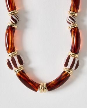 Oliver Bonas Talia Resin Beaded Necklace - Pink
