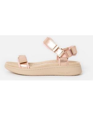 Oliver Bonas Woden Line Metallic Rose Velcro Chunky Sandals - Natural
