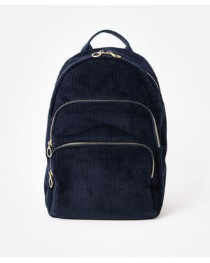 Oliver Bonas Harper Corduroy Triple Zip Backpack - Blue