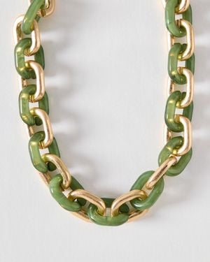 Oliver Bonas Meg Resin & Gold Tone Chunky Chain Necklace - Green
