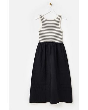 Oliver Bonas Monochrome Striped Sleeveless Midi Dress, Size 4 - White