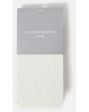 Oliver Bonas Floral Lace Sheer Tights, Size S/m - White