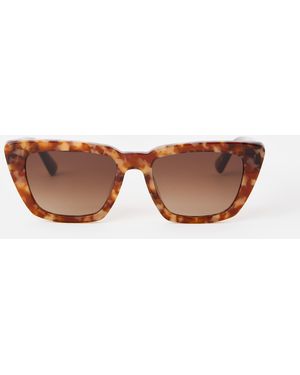 Oliver Bonas Tort Angled Square Acetate Sunglasses - Brown