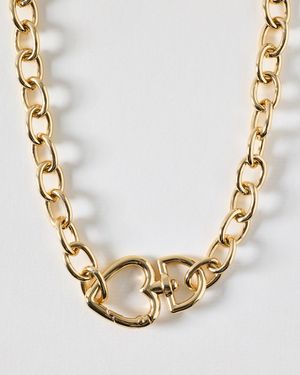 Oliver Bonas Eilidh Gold Tone Chunky Heart Chain Necklace - Metallic