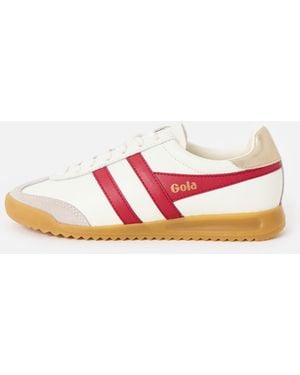 Gola Torpedo White & Red Trainers, Size 3