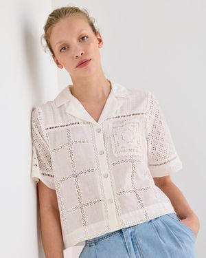 Oliver Bonas Broderie Short Sleeve Shirt, Size 10 - Grey